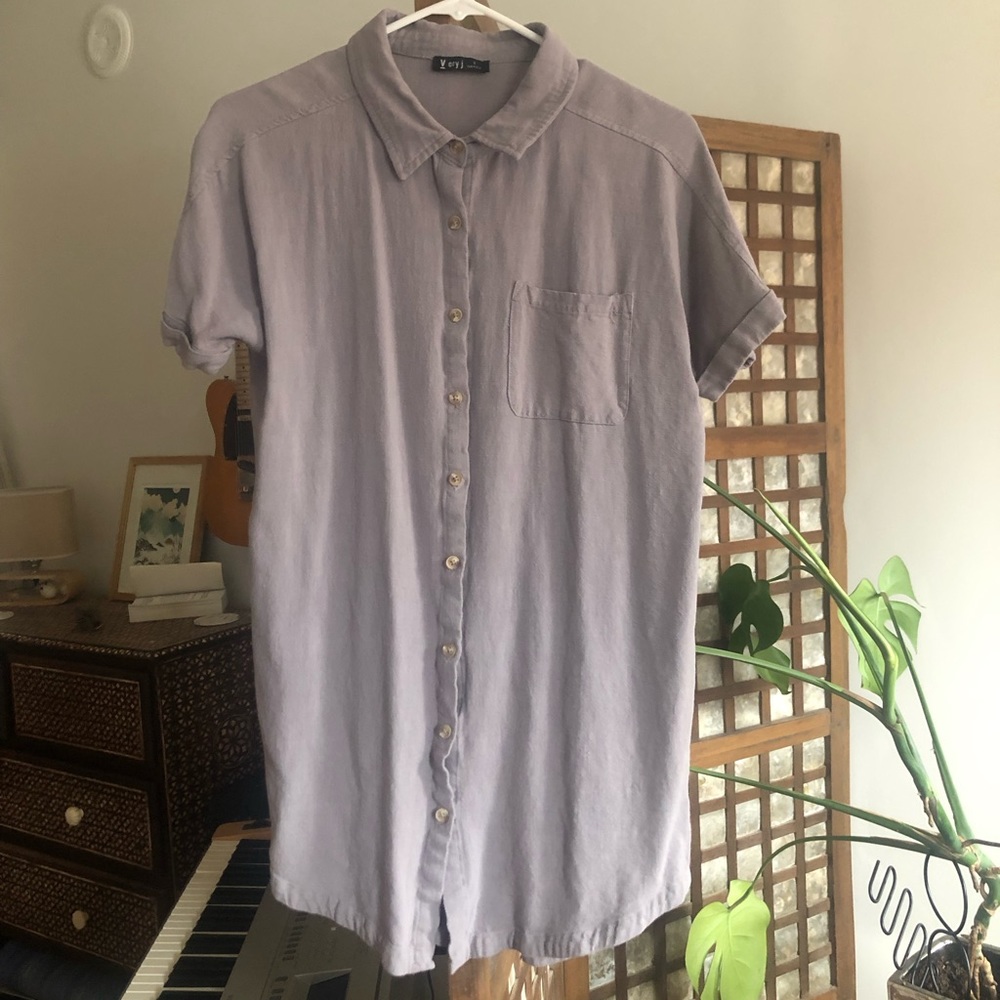 Very J Purple-Gray Shirt Dress